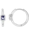 Macy's Cubic Zirconia Rectangular Bezel Polished Small Hoop Earrings, 0.61" In Blue