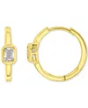 Macy's Cubic Zirconia Rectangular Bezel Polished Small Hoop Earrings, 0.61" In Gold