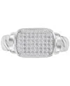 Macy's Cubic Zirconia Rectangular Cluster Twist Rope Statement Ring In Silver