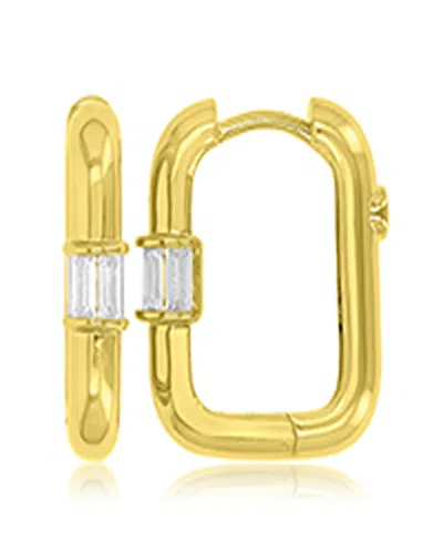 Macy's Cubic Zirconia Rectangular Hoop Earrings In 14k Yellow Gold Over Sterling Silver In Pattern