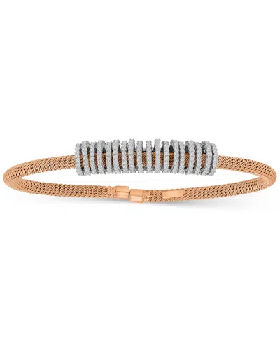 Macy's Cubic Zirconia Rondelle Woven Link Cuff Bracelet In Gold