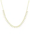 Macy's Cubic Zirconia Round & Baguette Dangle Collar Necklace In 14k Gold-plated Sterling Silver, 18 + 2" E In Gold