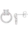 MACY'S CUBIC ZIRCONIA ROUND & BAGUETTE DOORKNOCKER DROP EARRINGS