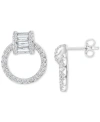 Macy's Cubic Zirconia Round & Baguette Doorknocker Drop Earrings In Silver