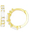 Macy's Cubic Zirconia Round & Baguette Extra Small Hoop Earrings In 14k Gold, 0.39" In Gold