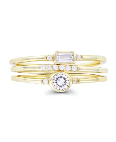Macy's Cubic Zirconia Round And Baguette Faux Stacked Ring In Gold