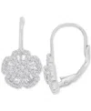 Macy's Cubic Zirconia Round & Baguette Flower Motif Leverback Drop Earrings
