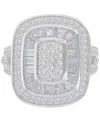 Macy's Cubic Zirconia Round & Baguette Halo Cluster Statement Ring In Sterling Silver In Silver
