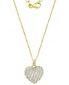 Macy's Cubic Zirconia Round & Baguette Heart Pendant Necklace In 14k Gold-plated Sterling Silver, 16" + 2" In Gold