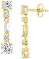 Macy's Cubic Zirconia Round & Baguette Linear Drop Earrings In Gold