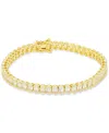 Macy's Cubic Zirconia Round & Baguette Mini Clusters Tennis Bracelet In 14k Gold-plated Sterling Silver In Gold