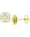 MACY'S CUBIC ZIRCONIA ROUND & BAGUETTE SQUARE STUD EARRINGS IN 14K GOLD-PLATED STERLING SILVER