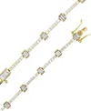 Macy's Cubic Zirconia Round & Baguette Tennis Bracelet In 14k Gold-plated Sterling Silver In Gold