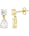 Macy's Cubic Zirconia Round & Pear Drop Earrings In 14k Gold-plated Sterling Silver In Gold