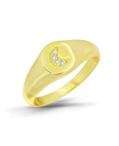 Macy's Cubic Zirconia Round Signet Ring In Gold