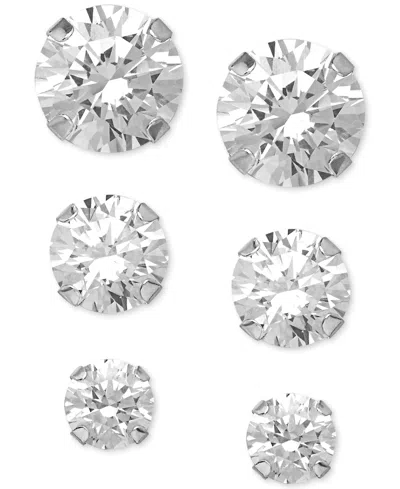 Macy's Cubic Zirconia Round Stud Earrings Set In 14k White Gold (3/8-1-3/4 Ct. T.w.)