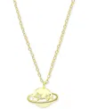 Macy's Cubic Zirconia Saturn Pendant Necklace, 13" + 2" Extender In Gold