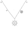 Macy's Cubic Zirconia Ship Wheel 18" Pendant Necklace In Sterling Silver In Silver