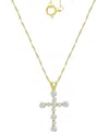 MACY'S CUBIC ZIRCONIA SMALL CROSS 18" PENDANT NECKLACE IN 10K GOLD