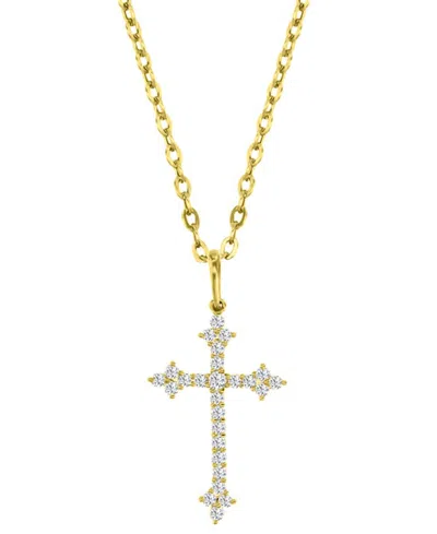 Macy's Cubic Zirconia Small Cross 18" Pendant Necklace In 10k Gold