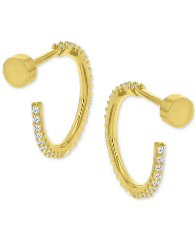 Macy's Cubic Zirconia Small Hoop Earrings (1/2 Ct. T.w.) In 14k Gold-plated Sterling Silver, 0.62"