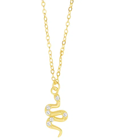 Macy's Cubic Zirconia Snake Pendant Necklace In Gold