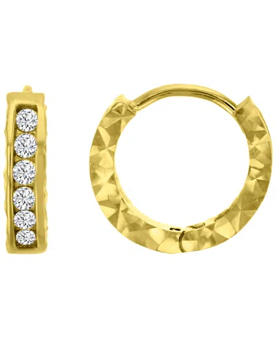 Macy's Cubic Zirconia Snap Bar Huggie Hoop Earrings In Pattern