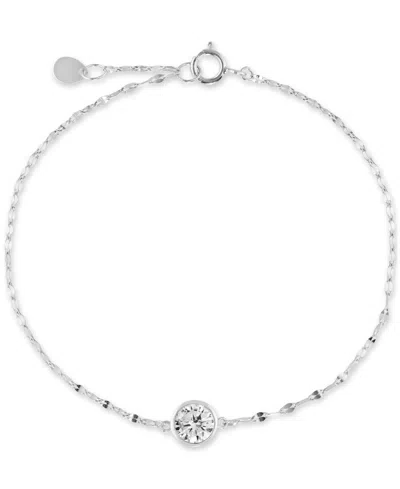 Macy's Cubic Zirconia Solitaire Bezel Mirror Link Chain Bracelet (1 Ct. T.w.) In Sterling Silver
