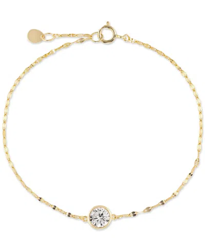 Macy's Cubic Zirconia Solitaire Bezel Mirror Link Chain Bracelet (1 Ct. T.w.) In Sterling Silver In Gold