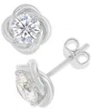 MACY'S CUBIC ZIRCONIA SOLITAIRE LOVE KNOT FRAME STUD EARRINGS