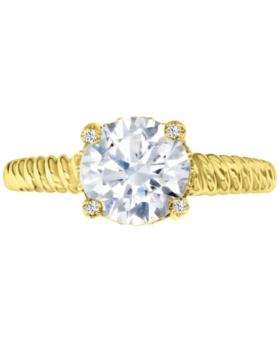 Macy's Cubic Zirconia Solitaire Twist-style Engagement Ring In Gold