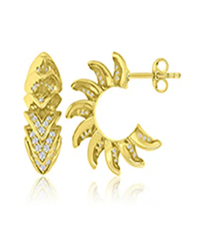 Macy's Cubic Zirconia Sparkling Huggie Earrings In 14k Yellow Gold Over Sterling Silver