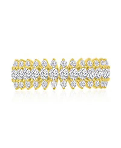 Macy's Cubic Zirconia Spike Ring In 14k Yellow Gold Over Sterling Silver In Pattern