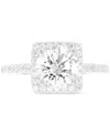 Macy's Cubic Zirconia Square Halo Ring In Sterling Silver In Sterling Silver
