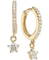 Macy's Cubic Zirconia Star Charm Huggie Hoop Earrings (3/8 Ct. T.w.) In 14k Gold Over Sterling Silver In Gold
