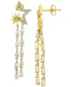Macy's Cubic Zirconia Star Dangle Drop Earrings In 14k Gold-plated Sterling Silver In Gold