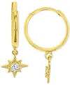 Macy's Cubic Zirconia Star Dangle Hoop Drop Earrings In 14k Gold In Gold