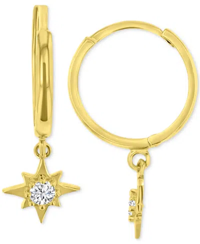 Macy's Cubic Zirconia Star Dangle Hoop Drop Earrings In 14k Gold
