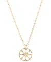 Macy's Cubic Zirconia Star Open Disc Pendant Necklace In 14k Gold-plated Sterling Silver, 16" + 2" Extender In Gold