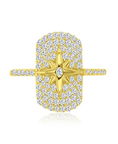 Macy's Cubic Zirconia Star Pave Ring In 14k Yellow Gold Over Sterling Silver In Red