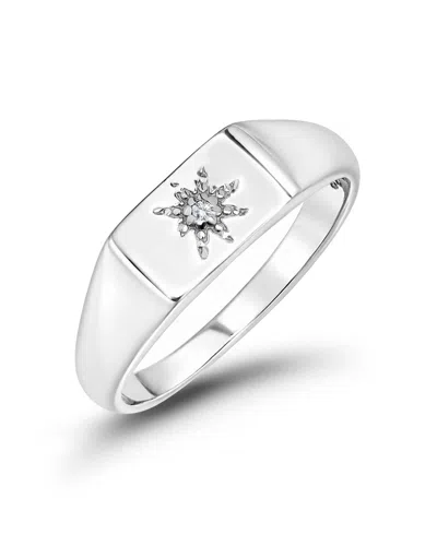 Macy's Cubic Zirconia Star Signet Ring In Silver