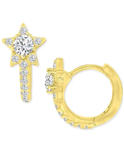 Macy's Cubic Zirconia Star Small Hoop Earrings, 0.55" In Gold