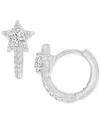 MACY'S CUBIC ZIRCONIA STAR SMALL HOOP EARRINGS, 0.55"