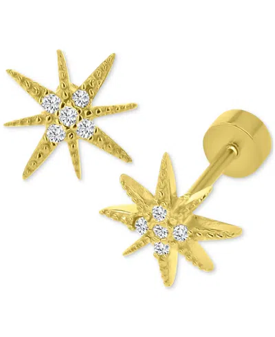 Macy's Cubic Zirconia Starburst Stud Earrings In 14k Gold-plated Sterling Silver