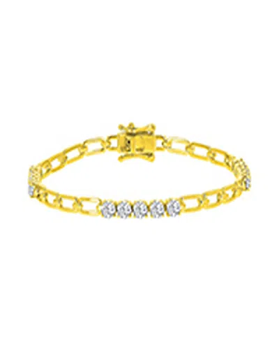 Macy's Cubic Zirconia Station Bracelet In 14k Yellow Gold Over Sterling Silver In Pink
