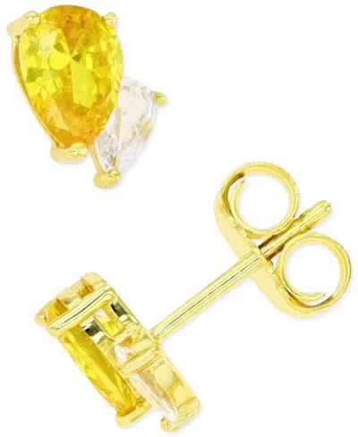 Macy's Cubic Zirconia Stud Earrings In Sterling Silver Or 14k Gold Over Sterling Silver In Neutral
