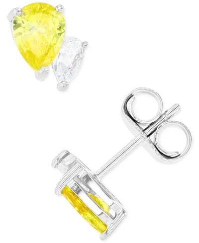 Macy's Cubic Zirconia Stud Earrings In Sterling Silver Or 14k Gold Over Sterling Silver In Neutral