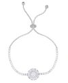 Macy's Cubic Zirconia Sunflower Adjustable Bolo Bracelet In Silver Plate In Silver