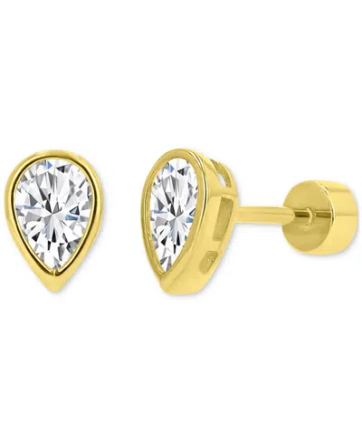 Macy's Cubic Zirconia Tear-shape Stud Earrings (1-1/3 Ct. T.w.) In 14k Gold-plated Sterling Silver