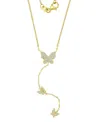 Macy's Cubic Zirconia Three Butterfly Lariat Necklace In 14k Gold-plated Sterling Silver, 16" + 2" Extender In Gold